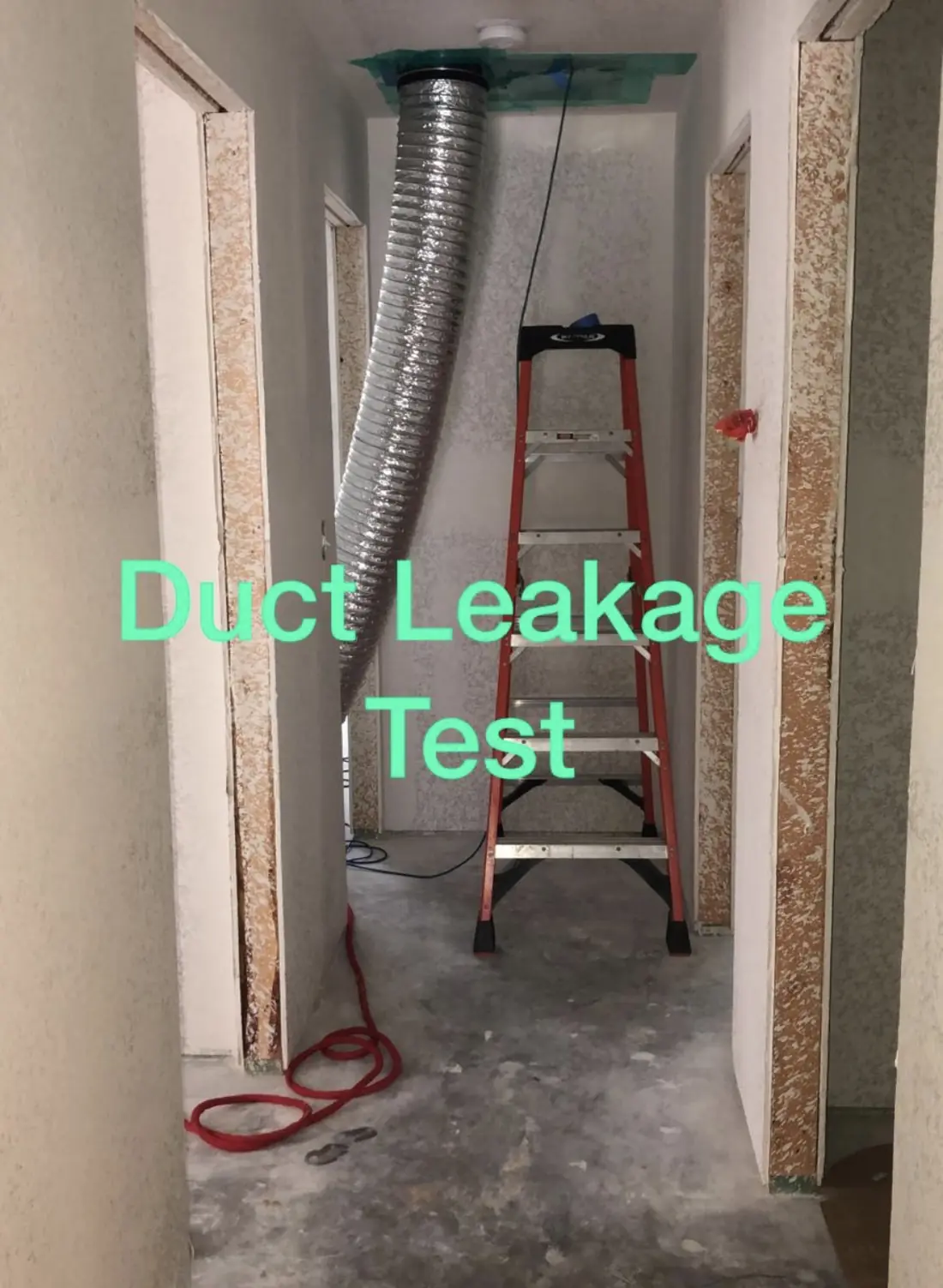 Duct blaster set up on a job
